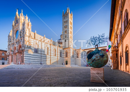 Siena, Italy. Piazza del Duomo, beautiful sunrise light. 103701935