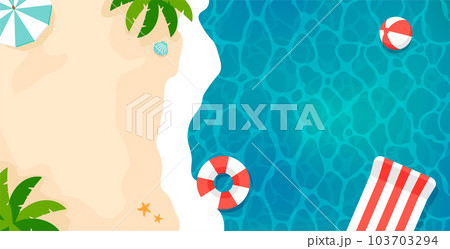 夏・海・海水浴・南国 ベクター背景イラスト (デザインスペース・コピースペース) 103703294