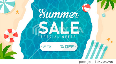SUMMER SALE (サマーセール・夏のセール) ベクターバナーイラスト (横長サイズ) 103703296