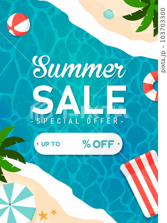 SUMMER SALE (サマーセール・夏のセール) ベクターバナーイラスト (A4チラシサイズ)のイラスト素材 [103703300] - PIXTA