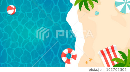 夏・海・海水浴・南国 ベクター背景イラスト (デザインスペース・コピースペース) 夏・海・海水浴・南国 ベクター背景イラスト (デザインスペース・コピースペース) 103703303
