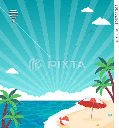 夏・海・海水浴・南国 ベクター背景イラスト (デザインスペース・コピースペース)  103703305
