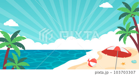 夏・海・海水浴・南国 ベクター背景イラスト (デザインスペース・コピースペース) 夏・海・海水浴・南国 ベクター背景イラスト (デザインスペース・コピースペース) 103703307