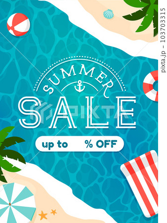 SUMMER SALE (サマーセール・夏のセール) ベクターバナーイラスト (A4チラシサイズ) SUMMER SALE (サマーセール・夏のセール) ベクターバナーイラスト (A4チラシサイズ) 103703315