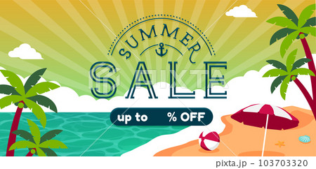 SUMMER SALE (サマーセール・夏のセール) ベクターバナーイラスト (横長サイズ) SUMMER SALE (サマーセール・夏のセール) ベクターバナーイラスト (横長サイズ) 103703320