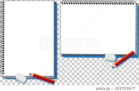 Horizontal and vertical sketchbooks, pencils and erasers Horizontal and vertical sketchbooks, pencils and erasers 103703677