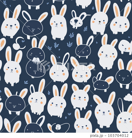 Seamless pattern with rabbit cartoons 103704012