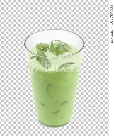 玻璃杯中抹茶油的真實插圖 103704638