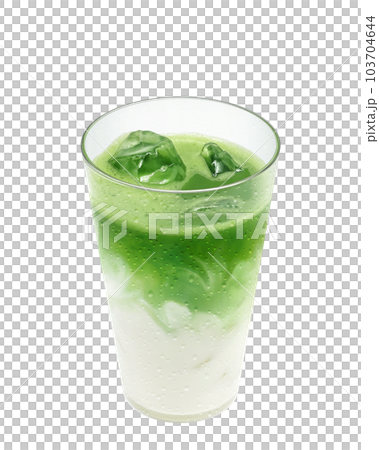 グラスに入った抹茶オレのイラスト リアル 103704644