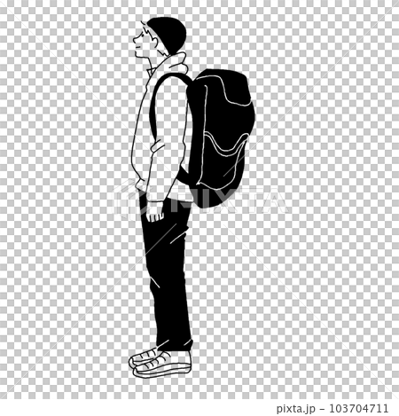 登山をする男性のベクター線画 登山をする男性のベクター線画 103704711