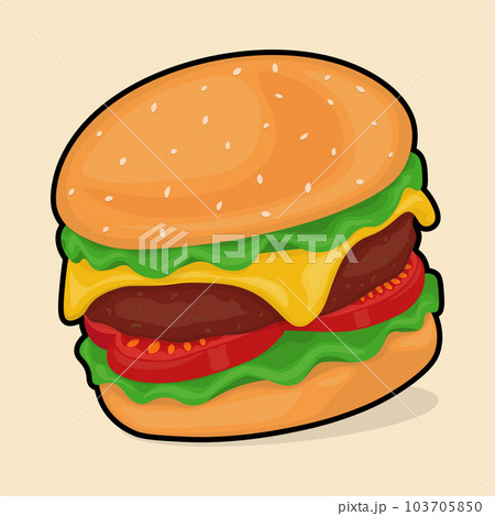 color image of cheeseburger in vector color image of cheeseburger in vector 103705850