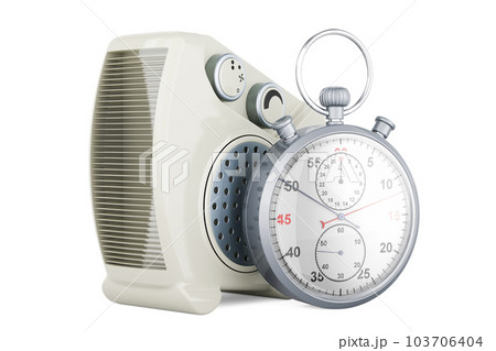 Fan heater with stopwatch, 3D rendering 103706404