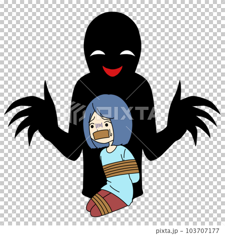 一個內斂的女人和一個壞人形象的插圖素材 103707177