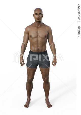 A 3D illustration of a male body with mesomorph body type 103707497