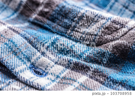 Blue plaid button up style shirt 103708958