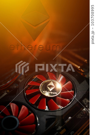 Cryptocurrency mining concept 103708995