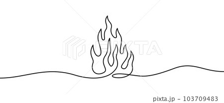 Fire Flame shape drawing by continuos line,...のイラスト素材 [103709483] - PIXTA