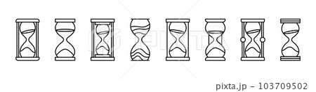 Set of Hourglasses line shapes, thin line design vector illustration 103709502