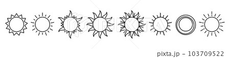 Set of Sun Decoration line shapes, thin line design vector illustration 103709522