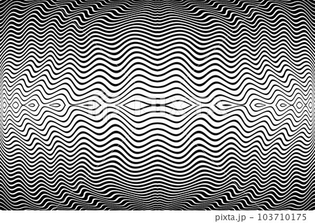 Wavy Lines Symmetrical Pattern. Abstract Black and White Striped Texture. Vector Art. 103710175