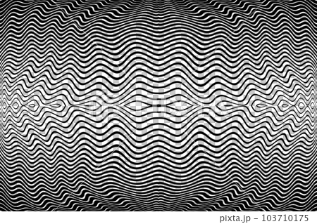 Wavy Lines Symmetrical Pattern. Abstract Black and White Striped Texture. Vector Art. Wavy Lines Symmetrical Pattern. Abstract Black and White Striped Texture. Vector Art. 103710175