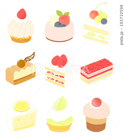 可愛いケーキアイコン　スイーツ素材 103710598