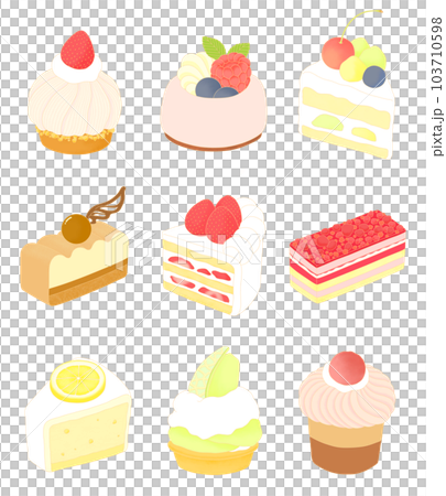 可愛いケーキアイコン　スイーツ素材 103710598
