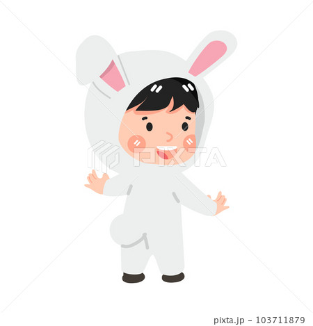 Cute Kid Wearing Animal rabbit costume 103711879
