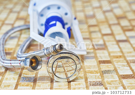 Plumbing. Flexible metal steel faucet hoses, flush mechanism, siphon fittings Plumbing. Flexible metal steel faucet hoses, flush mechanism, siphon fittings 103712733