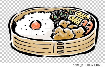 炸雞便當便當日式毛筆插畫 炸雞便當便當日式毛筆插畫 103714070