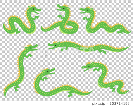 Green dragon illustration set 103714195