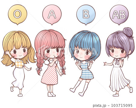 血液型診断　女の子文字あり 103715095