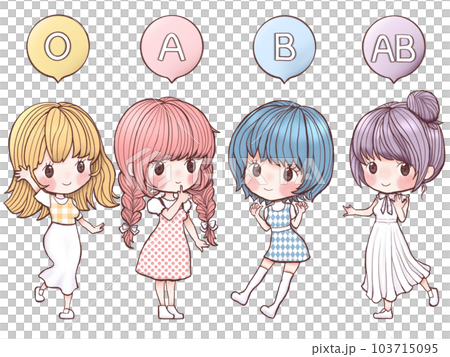 血液型診断　女の子文字あり 103715095