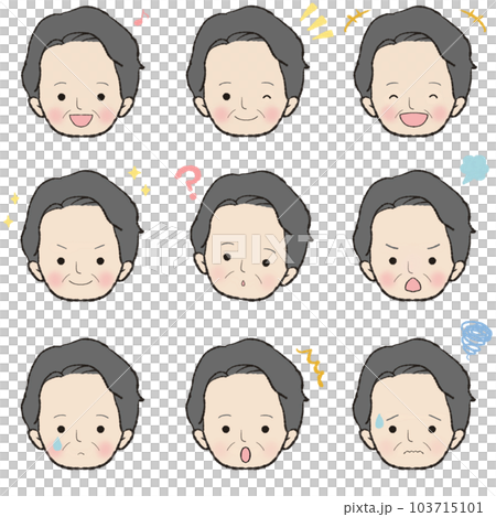 50s male illustration facial expression set 103715101