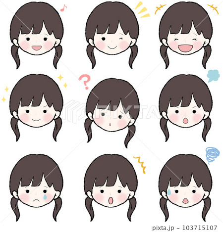 学生 女子 イラスト 表情セット 103715107