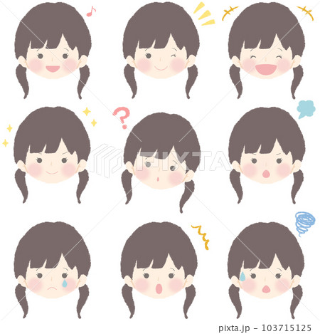 学生 女子 イラスト 表情セット やわらかシリーズ 103715125