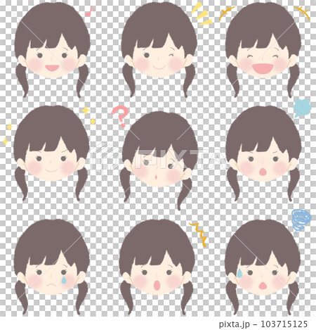 学生 女子 イラスト 表情セット やわらかシリーズ 103715125