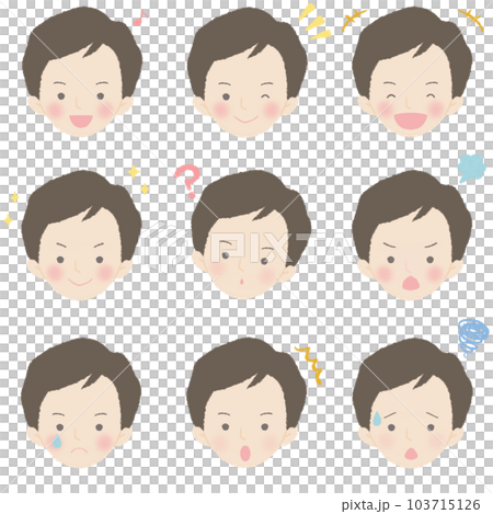 Social worker male illustration facial expression set soft series Social worker male illustration facial expression set soft series 103715126