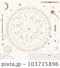 horoscope seamless pattern , esoteric Star constellation, lunar calendar, moon phases cosmic 103715896