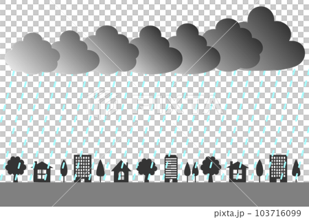 線状降水帯のイメージ。大雨、梅雨のイラスト。 線状降水帯のイメージ。大雨、梅雨のイラスト。 103716099