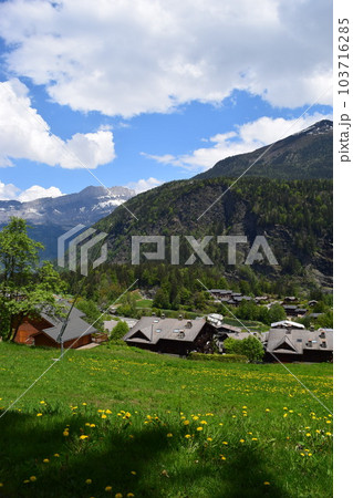 シャモニー渓谷「レ・ズッシュ」の街並み 103716285