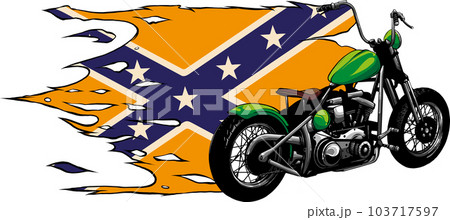 illustration of custom motorcycle chopper vector design 103717597