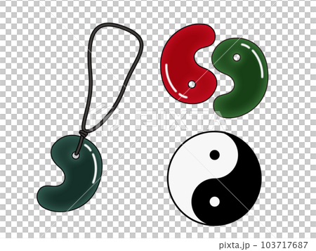 シンプルな勾玉とネックレスのイラストセット（主線あり） 103717687