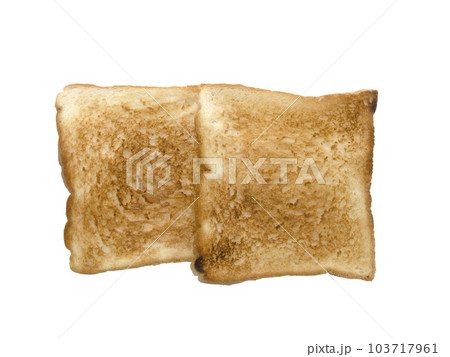 two slices of toast on a white background 103717961