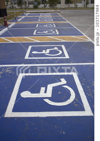 Designated mobility or disabled parking spaces in the city. 103717969
