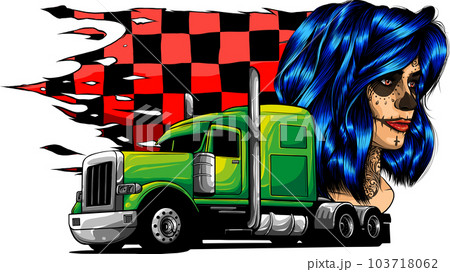 draw semi truck vehicle vector illustration design 103718062