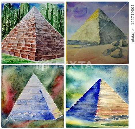 ピラミッドの水彩画 ピラミッドの水彩画 103719801