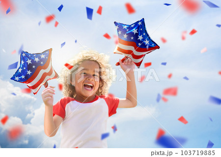 American family celebrating 4th of July 103719885
