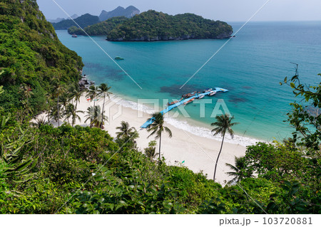 tropical paradise,Bird eye view of Angthong national marine park, koh Samui, Suratthani, Thailand. tropical paradise,Bird eye view of Angthong national marine park, koh Samui, Suratthani, Thailand. 103720881