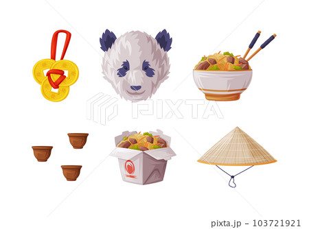 China Object and Traditional Cultural Chinese Symbol Vector Illustration Set 103721921